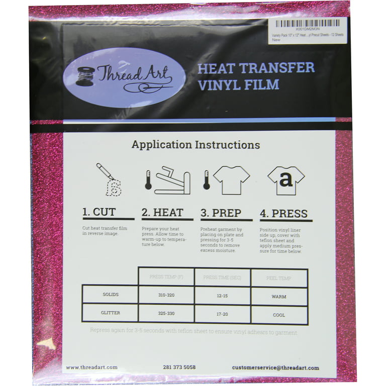 Glitter Heat Transfer Vinyl 12 Colors Starter Bundle HTV 12 Sheets, 20x  12