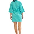 thumbnail image 2 of TowelSoft Women's Short Cotton Blend Waffle Kimono Turquoise Bathrobe (One Size), 2 of 3