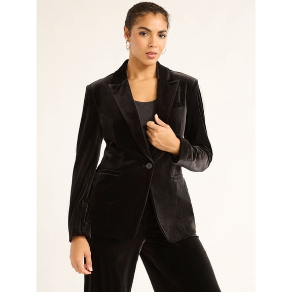 Sofia by Sofia Vergara Women's and Women's Plus Size Single Breasted Velvet Blazer, Sizes XS-4X
