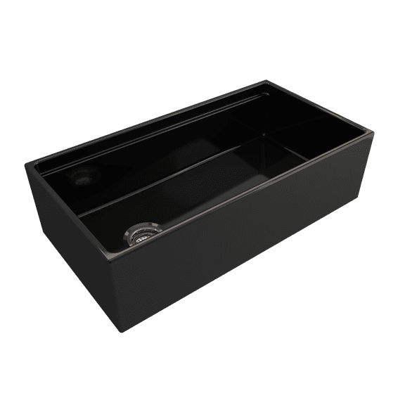BOCCHI 1505-005-0120 Contempo Apron Step Rim Fireclay 36" Kitchen Sink Black