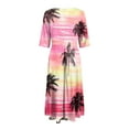 thumbnail image 5 of Women's Summer Floral V Neck Maxi Dress Short Sleeve High Waist A Line Flowy Boho Dresses,S-3XL, 5 of 7