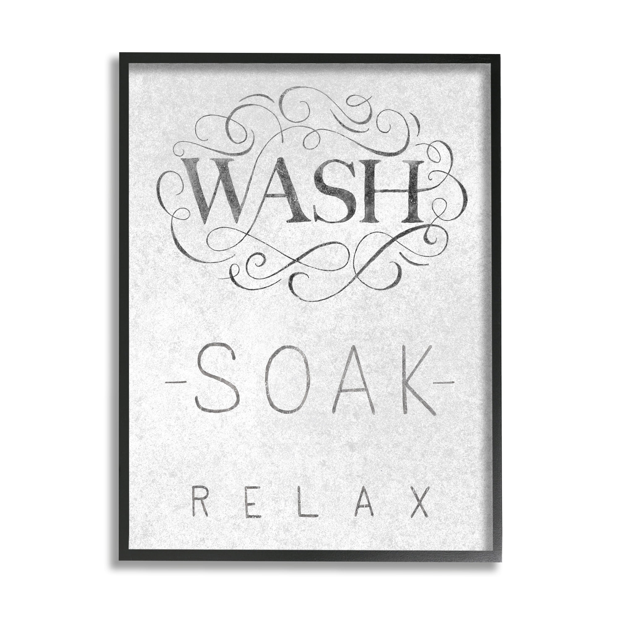 Stupell Industries Vintage Boutique Wash Soak Relax Bathroom Typography Typography Painting Gray Framed Art Print Wall Art, 16 x 20