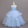 thumbnail image 5 of Girls Long Princess Dresses Gown Sleeveless Halter Strap Lace Princess Dresses with Cardigan Top 2Pcs/Set Party Ball Tulle Pageant Gowns for Evening, Wedding, Birthday,Size 4-14T, 5 of 5