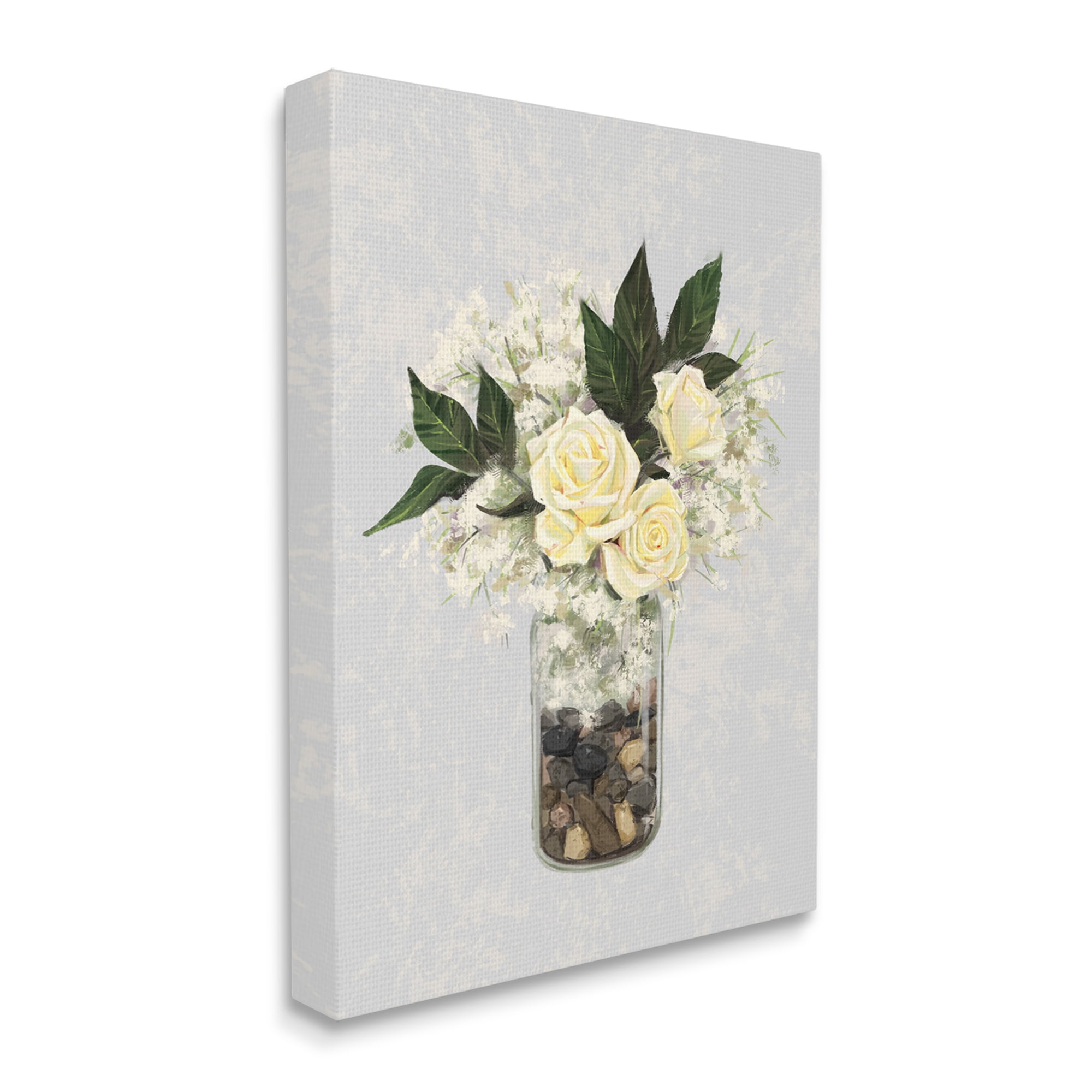 Stupell Industries Yellow Rose Flower Bouquet Decorated Rocks Vase Graphic Art Gallery Wrapped Canvas Print Wall Art, Design by Ziwei Li