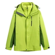 CHEEREAM Men's Winter Skiing Jackets Waterproof Fleece Coats Insulated Thermal Snowboard Jacket Parka Raincoat with Hood Green L