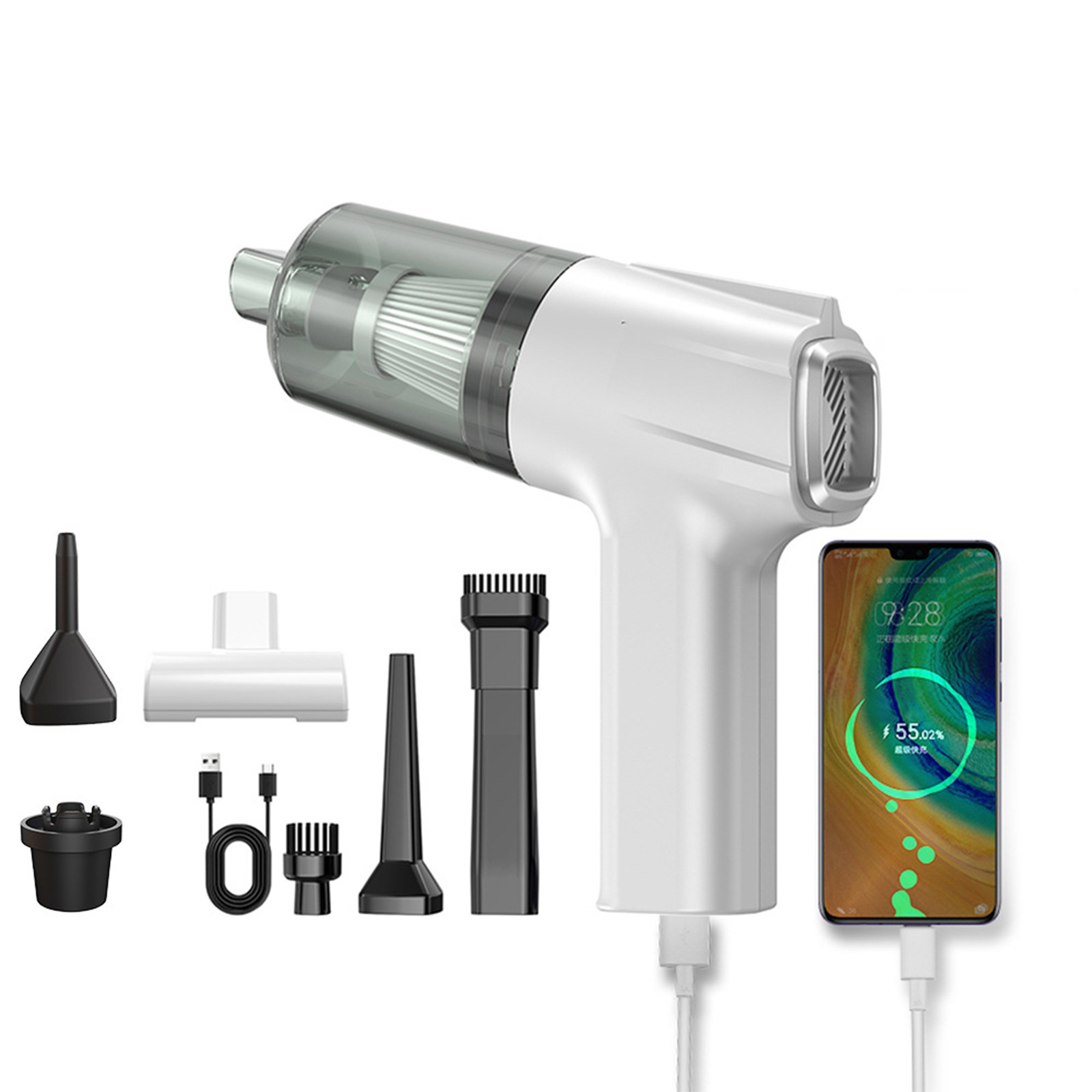 Nilvkv Car Vacuum Cleaner Suction Power Household Brushless Small Portable Car Wireless Temperature Control Energy Saving Multiple Modes