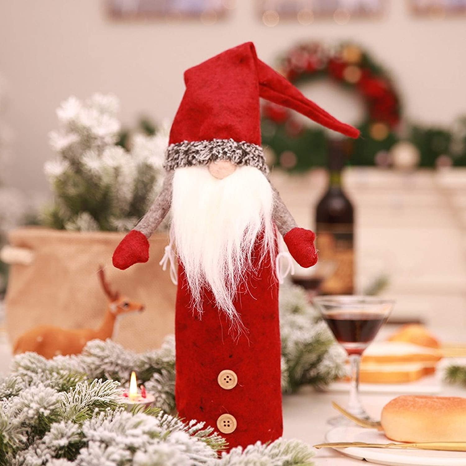 Red Wine Bottle Cover Bags Santa Faceless Gnome Christmas Decoration Party Decor 