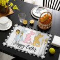 thumbnail image 3 of Happy Easter Placemats Set of 8, Cute Lovely Colorful Rabbits Black White Plaid Placemats for Dining Table, Place Mats for Kitchen Tabletop, Waterproof Wipeable Dining Table Mats Set, 3 of 9