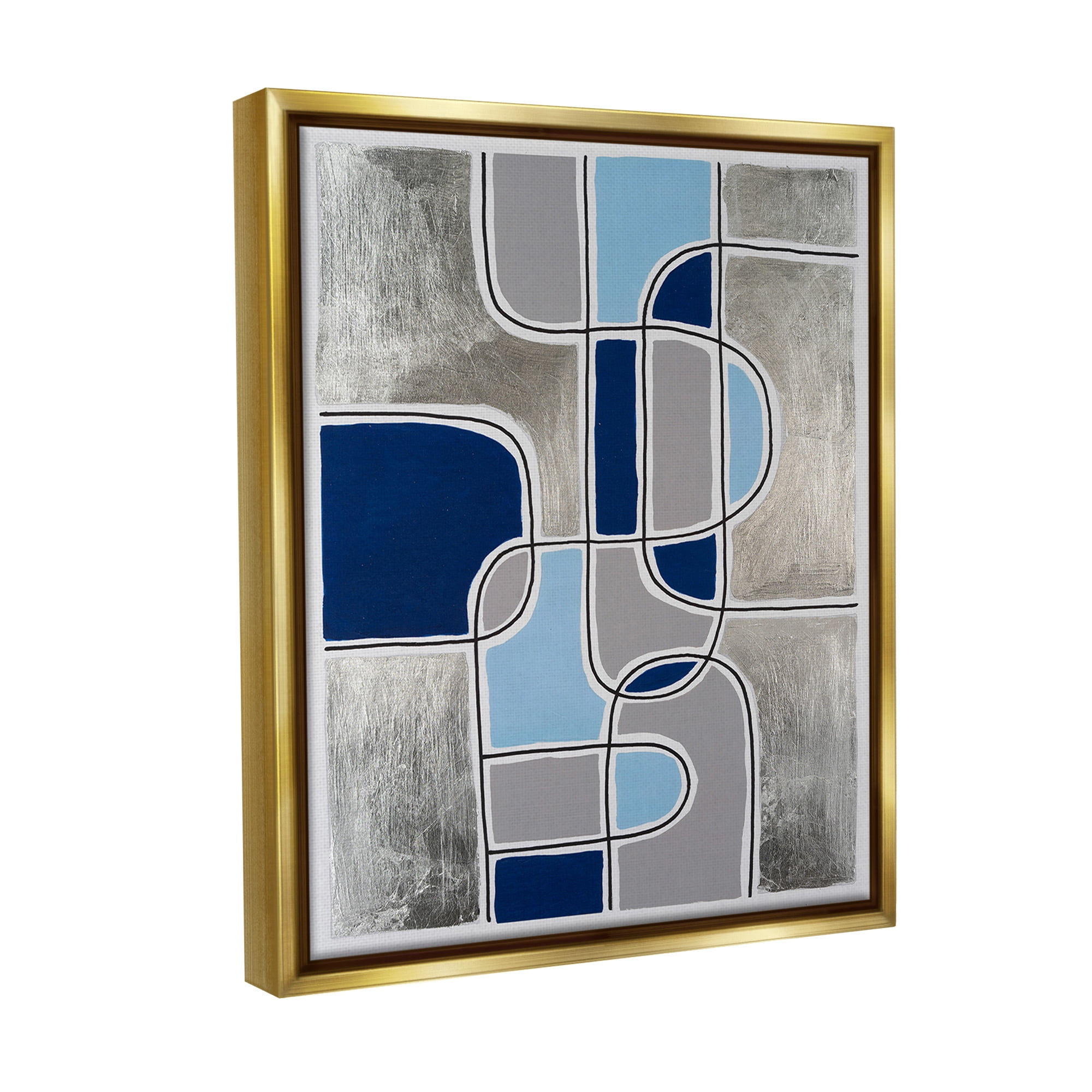 Stupell Industries Alternating Centric Shapes Abstract Painting Gold Floater Framed Canvas Art Print Wall Art, 17 x 21