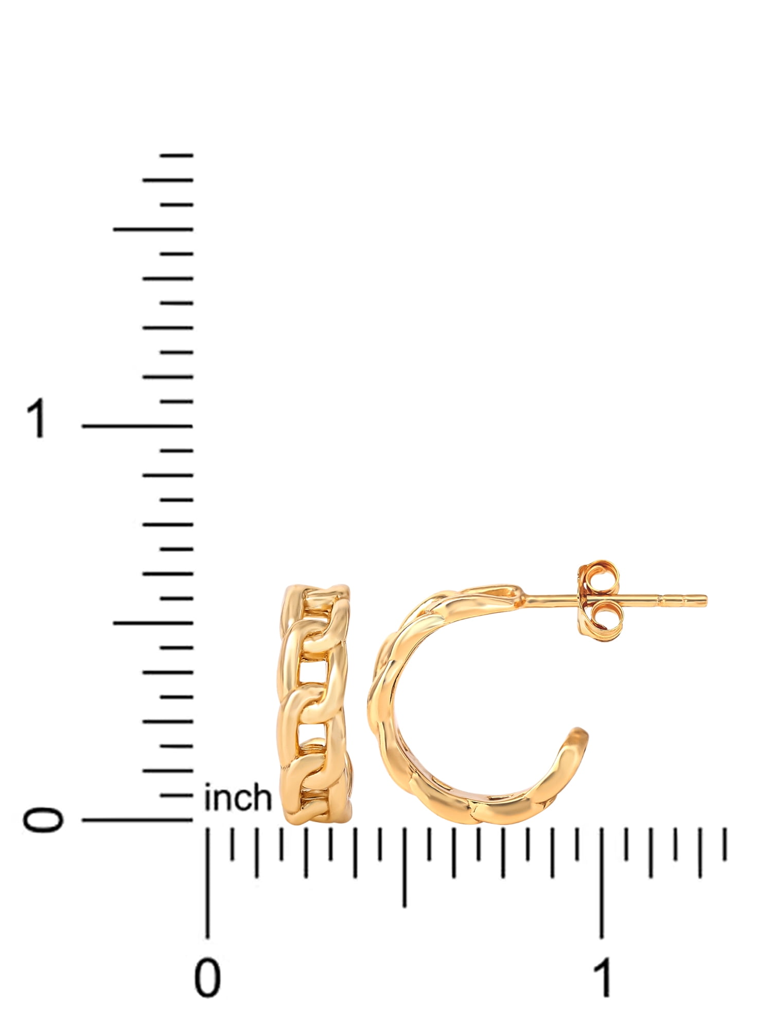 JS Jessica Simpson Women’s Gold Plated Sterling Silver Chain Hoop Earrings