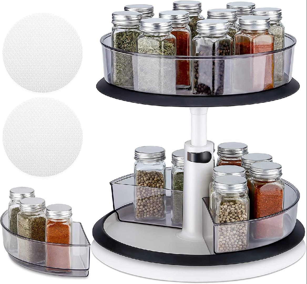 2 Tier Lazy Susan Turntable, Lazy Susans Height Adjustable
