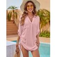 thumbnail image 3 of Womens Bathing Suit Cover Ups Bikini Swimsuit Coverup Drawstring Beach Dress Shirt, 3 of 6