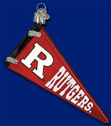 Old World Christmas Rutgers University Scarlet Knights Pennant Glass 