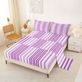 thumbnail image 2 of Castle Fairy Hippie Vertical Stripe Queen Sheets 4 Pieces,Bohemian Thin Line Queen Sheet Sets,Violet Lavender White,1 Flat Sheet, 1 Fitted Sheet and 2 Pillowcases, 2 of 7