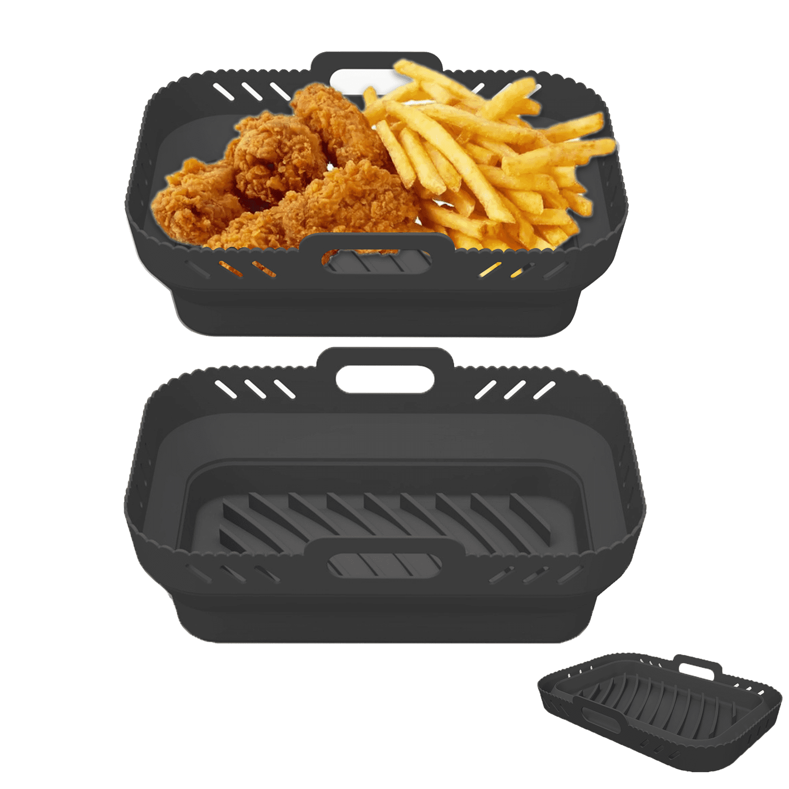 Holocky 2 Pack Air Fryer Silicone Liners Foldable Silicone Deep Fryer