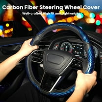 Universal Carbon Fiber Steering Wheel Cover, Anti-Scratch, Anti-Slip, for 14-16 Inch Wheels, Interior Accessories for Cars, SUVs, Trucks, Blue