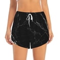 thumbnail image 3 of Uemuo Black Marble Texture Abstract Pattern Women's Athletic Shorts High Waisted Running Shorts with Liner Pockets Gym Elastic Workout Shorts-XX-Large, 3 of 9