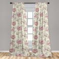 thumbnail image 2 of Flowers Vintage Window Curtains, Cottagecore Floral Boho Rose Pattern With Leaves Greenery Print, Lightweight Decor 2-Panel Set with Rod Pocket, Pair of - 28"x84", Cream Pale Pink Blush, by Ambesonne, 2 of 3