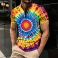 thumbnail image 1 of Tops para hombre, blusas y camisas de cuello redondo y manga corta para hombre, blusas casuales de cuello redondo y manga corta con botones estampados para hombre, blusas para hombre, 1 of 5