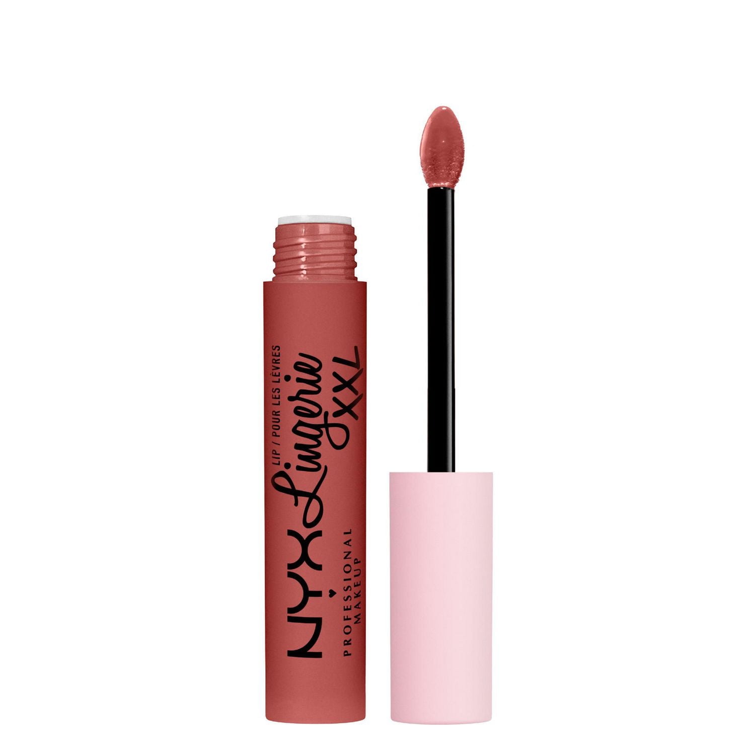NYX PROFESSIONAL MAKEUP, Lip Lingerie XXL Matte Liquid Lipstick, Vegan Formula - TURN ON (Peach Nude), Matte Liquid Lipstick