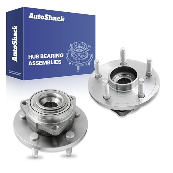 AutoShack Front Wheel Hub Bearing Assemblies - Driver and Passenger Side for Dodge & Mitsubishi, Dakota 2005-2010 Raider 2006-2009, 4WD RWD AWD V6 3.7L V8 4.7L - 5-Lug, Without ABS