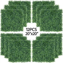 20" x 20" Artificial Boxwood Hedge Panel 12PCS for Outdoor Garden Backyard, Green