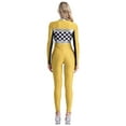 thumbnail image 2 of Sxiwei Womens Checkerboard Jumpsuit Rompers Racer Driver Costume Speed Car Driver Uniform Yellow XL, 2 of 5