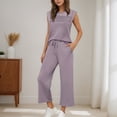 thumbnail image 2 of Womens 2 Piece Sweatsuits Lounge Sets Track Suits Tank Tops Wide Leg Pants Spring Matching Outfits with Pockets, 2 of 6