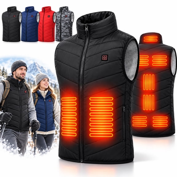 Heated Vest for Men Women, 9 Heating Zones USB Rechargeable, for Outdoor Work Hiking Travel, 3 Heat Levels Lightweight Warm Gilet