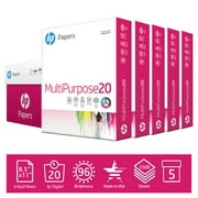 HP Printer Paper, MultiPurpose 20, 8.5 x 11, 20 lb, 96 Bright, 5 Ream Case - 2500 Sheets