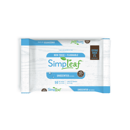 Simpleaf Flushable Wet Wipes | Eco- Friendly, Paraben & Alcohol Free | Hypoallergenic & Safe for Sensitive Skin | Unscented Soothing Aloe Vera Formula (50 Counts) 1 pack…
