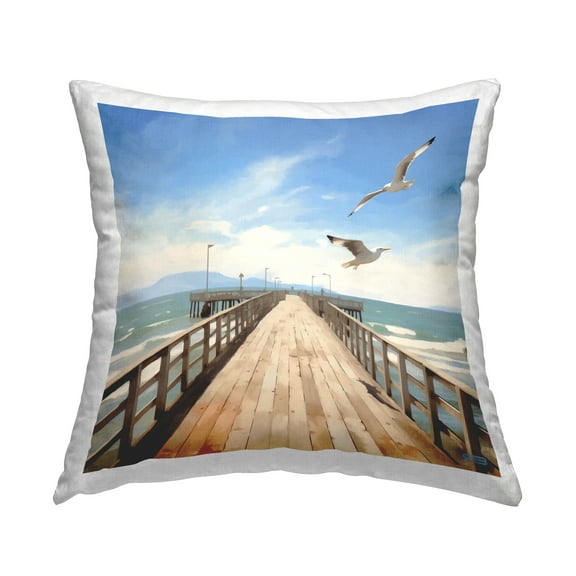 Stupell Industries Sea Waves Among Dock Decorative Printed Throw Pillow, 18 x 18