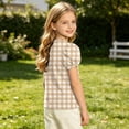 thumbnail image 7 of hotojiny Toddler Girls Tees Short Sleeve Tshirts for Kids Summer Beach Shirts Crew Neck Plaid Fashion Blouse Size 4-15 Years, 7 of 7