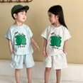 thumbnail image 3 of Conjunto deportivo de verano para niños, traje de pantalones cortos de manga corta con patrón de rana, chándal para niños, ropa para niños, 2 uds., 3 of 6
