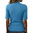 thumbnail image 4 of Women's Short Sleeve Sweater Vest Mock Turtle Neck Lightweight Pullover Tank Tops Casual Trendy Slim Fitted Blouse 2026 Dark Blue 2XL, 4 of 4