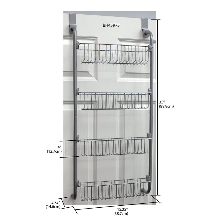 Tileon 4-Shelf Iron Pantry Organizer with Wheels in Silver, Adjustable Heavy-Duty Storage Shelves for Kitchen
