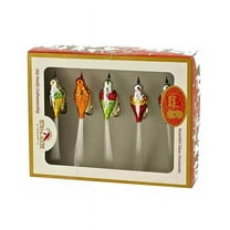 Kurt Adler Early Years Glass Bird Clip-On Ornaments, 5-Piece Box Set