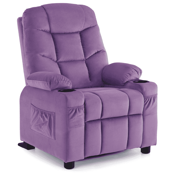 MCombo Big Kids Recliner Chair with Cup Holders, 3 Age Group, Velvet Fabric 7355