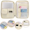 thumbnail image 3 of New Multi-Functional A4 Document Bags Portfolio Organizer-Waterproof Travel Pouch Zippered Case for Ipads, Notebooks, Pens, Documents (White Flower), 3 of 7