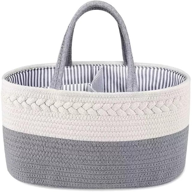 CREVENT Diaper Caddy Organizer, Baby Basket with Handle, Table Organizer for Storage, Portable Car Organizer, Baby Shower Gifts + Gift bag with Ribbon