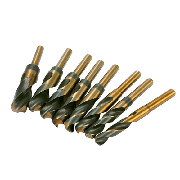 Amdohai 8Pcs 1/2'' Reduced Shank HSS Large Drill Bit Set High-Speed Steel Drill Bits with 9/16in to1in Cutting Edge Diameter