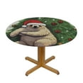 thumbnail image 3 of BANET Christmas Sloth Santa Claus Table Cloth Round Cartoon Animals Reusable Tablecloth Waterproof Outdoor Tablecloth Table Cover for Kitchen Party Picnic Dining Decor 54"-58, 3 of 8