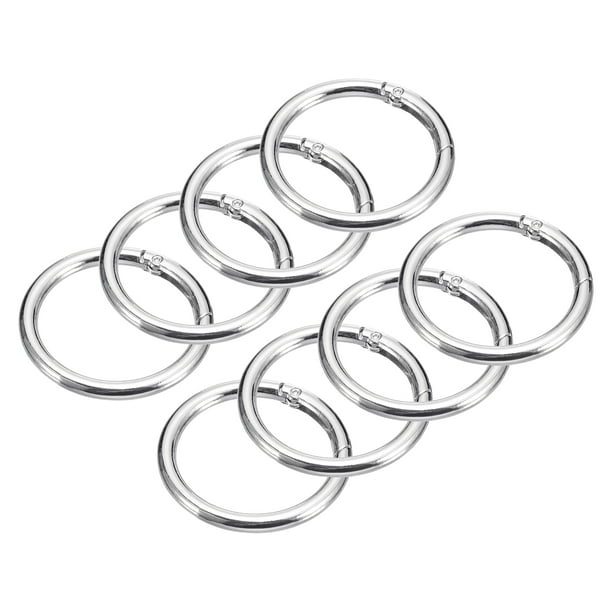 Anillos de Resorte Redondos Uxcell, 8 Piezas de 1.85 pulgadas OD Clips de Broche para Bolsas, Carteras, Llavero, Tono Plateado