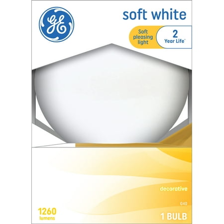 

GE Incandescent Globe Light Bulb 100 Watt Soft White G40 Large Globe 1pk