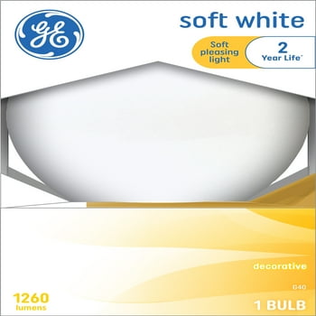 GE Incandescent Globe Light Bulb, 100 Watt, Soft White, G40 Large Globe, 1pk