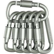 Carabiners Keychains Aluminum D-Ring Locking Locking Carabiners Large Carabiners Clip Set for Outdoor Camping Screw Gate Lock Hooks Spring Link Improved Design Pack - Not for Climbing  (6 Pack)
