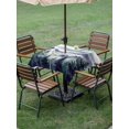 thumbnail image 4 of Outdoor Tablecloth with Umbrella Hole for Patio/Picnic/Party/Camping, Dark Purple Forest Waterproof Table Cloth Square Cover Washable, Watercolor Clouds Trees Mountain (54"x 54"), 4 of 8