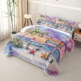 thumbnail image 3 of Erosebridal Watercolor Tropical Ocean Beach Twin Quilt Set for Boys Girls,Teens Summer Holiday Palm Tree Starfish Twin Coverlet Set, 3 of 7