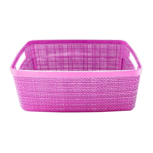 Canasta Boris Plástico Tipo Yute Rectangular 12 litros Color Rosa