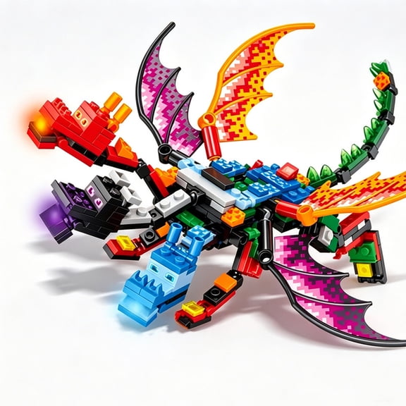 361PCS DIY Three Headed Pixel Dragon Building Block Set Creative Building Bricks Construction Toy for Kids Boys Birthday Gift